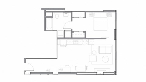 Alley 111 Luxury Apartments in Bellevue, Washington 1x1 Floor Plan